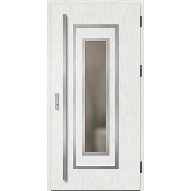 Ocelové vchodové dveře - EBERN 1 - Borovice Bílá, Label Inox Ocelové vchodové dveře ERKADO - EBERN 1 - Borovice Bílá, Label Inox