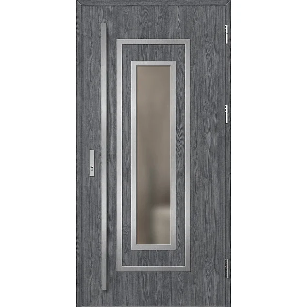 Ocelové vchodové dveře - EBERN 1 - Dub Antracit, Label Inox Ocelové vchodové dveře ERKADO - EBERN 1 - Dub Antracit, Label Inox