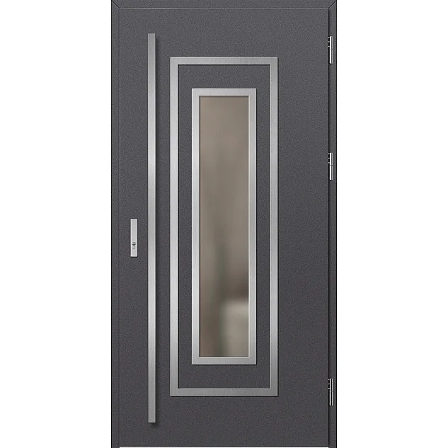 Ocelové vchodové dveře - EBERN 1 - Hladký Antracit, Label Inox Ocelové vchodové dveře ERKADO - EBERN 1 - Hladký Antracit, Label Inox