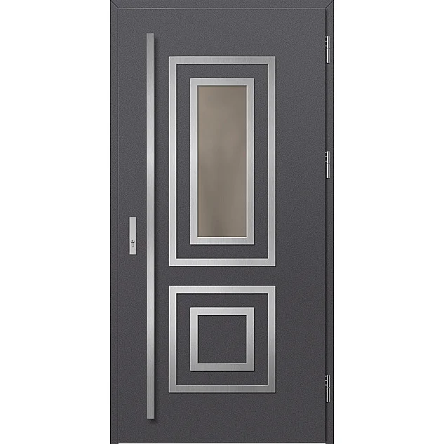 Ocelové vchodové dveře - EBERN 2 - Hladký Antracit, Label Inox Ocelové vchodové dveře ERKADO - EBERN 2 - Hladký Antracit, Label Inox