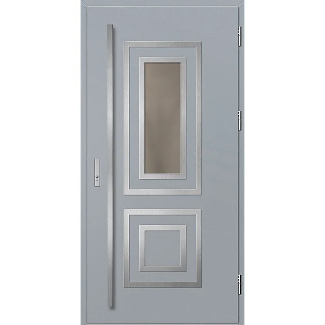 Ocelové vchodové dveře - EBERN 2 - Šedá, Label Inox Ocelové vchodové dveře ERKADO - EBERN 2 - Šedá, Label Inox