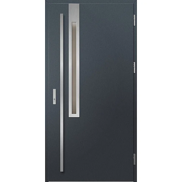 Ocelové vchodové dveře - FRYBURG 3 - Antracit Struktura, Label Inox Ocelové vchodové dveře ERKADO - FRYBURG 3 - Antracit Struktura, Label Inox