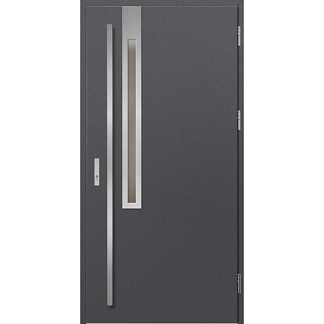 Ocelové vchodové dveře - FRYBURG 3 - Hladký Antracit, Label Inox Ocelové vchodové dveře ERKADO - FRYBURG 3 - Hladký Antracit, Label Inox