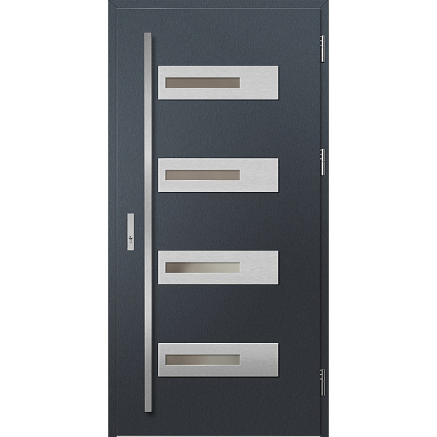 Ocelové vchodové dveře - KREBEN 1 - Antracit Struktura, Label Inox Ocelové vchodové dveře ERKADO - KREBEN 1 - Antracit Struktura, Label Inox
