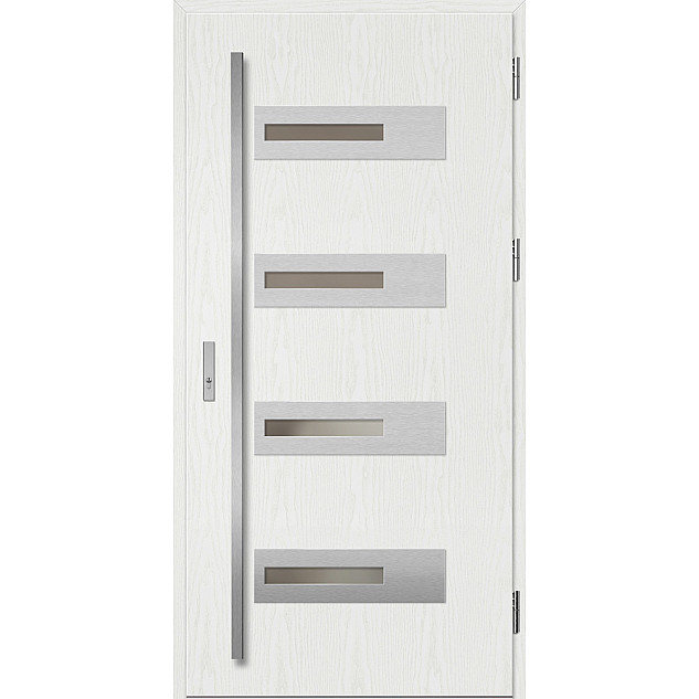 Ocelové vchodové dveře - KREBEN 1 - Borovice Bílá, Label Inox Ocelové vchodové dveře ERKADO - KREBEN 1 - Borovice Bílá, Label Inox