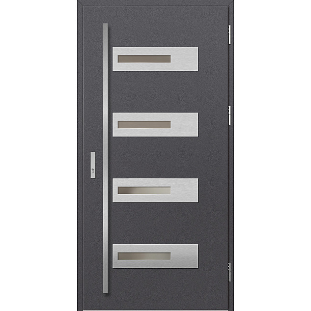 Ocelové vchodové dveře - KREBEN 1 - Hladký Antracit, Label Inox Ocelové vchodové dveře ERKADO - KREBEN 1 - Hladký Antracit, Label Inox