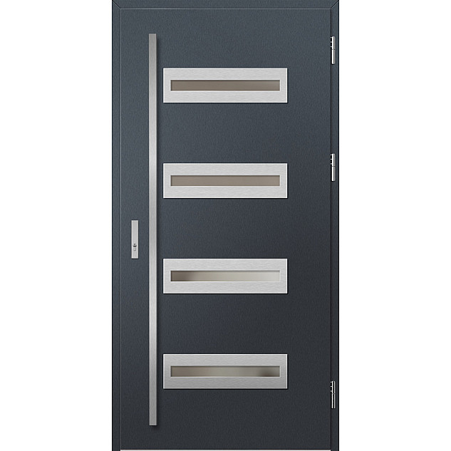 Ocelové vchodové dveře - KREBEN 2 - Antracit Struktura, Label Inox Ocelové vchodové dveře ERKADO - KREBEN 2 - Antracit Struktura, Label Inox