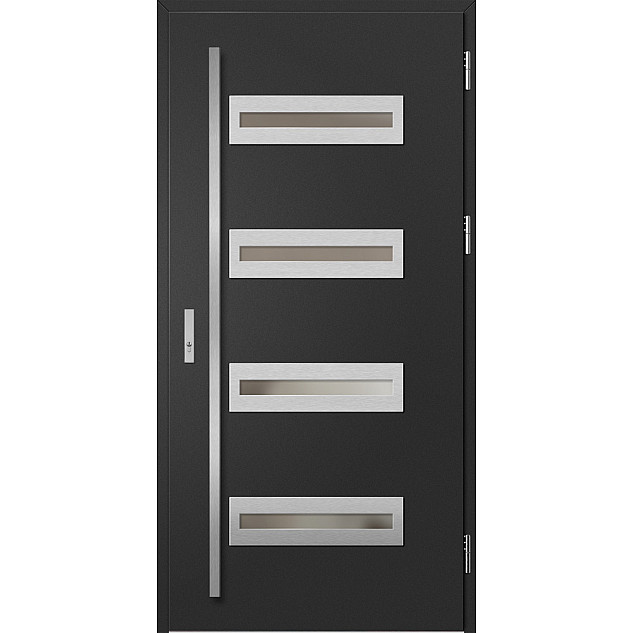 Ocelové vchodové dveře - KREBEN 2 - Černá, Label Inox Ocelové vchodové dveře ERKADO - KREBEN 2 - Černá, Label Inox