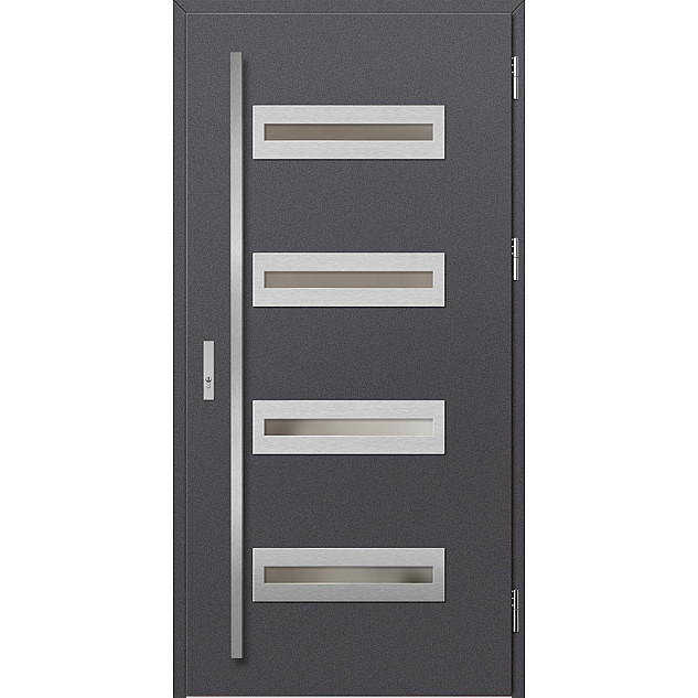 Ocelové vchodové dveře - KREBEN 2 - Hladký Antracit, Label Inox Ocelové vchodové dveře ERKADO - KREBEN 2 - Hladký Antracit, Label Inox