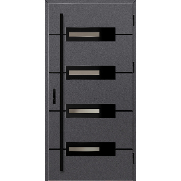 Ocelové vchodové dveře - KREBEN 5 - Hladký Antracit, Label Black Ocelové vchodové dveře ERKADO - KREBEN 5 - Hladký Antracit, Label Black