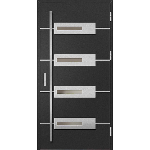 Ocelové vchodové dveře - KREBEN 5 - Černá, Label Inox Ocelové vchodové dveře ERKADO - KREBEN 5 - Černá, Label Inox