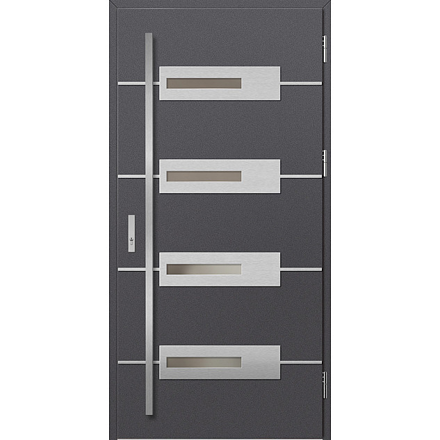 Ocelové vchodové dveře - KREBEN 5 - Hladký Antracit, Label Inox Ocelové vchodové dveře ERKADO - KREBEN 5 - Hladký Antracit, Label Inox