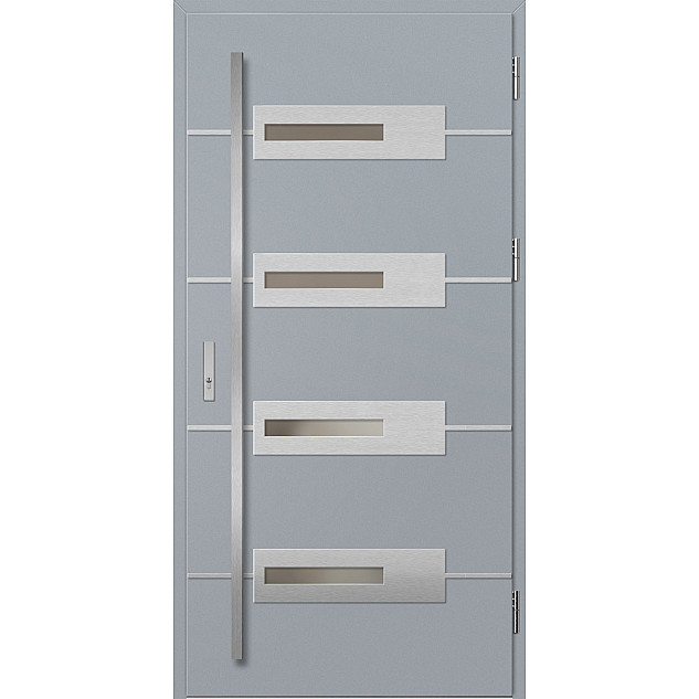 Ocelové vchodové dveře - KREBEN 5 - Šedá, Label Inox Ocelové vchodové dveře ERKADO - KREBEN 5 - Šedá, Label Inox