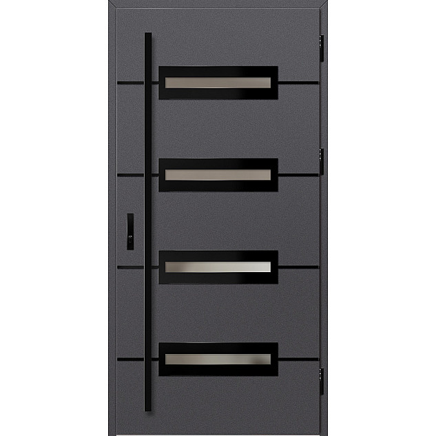 Ocelové vchodové dveře - KREBEN 6 - Hladký Antracit, Label Black Ocelové vchodové dveře ERKADO - KREBEN 6 - Hladký Antracit, Label Black