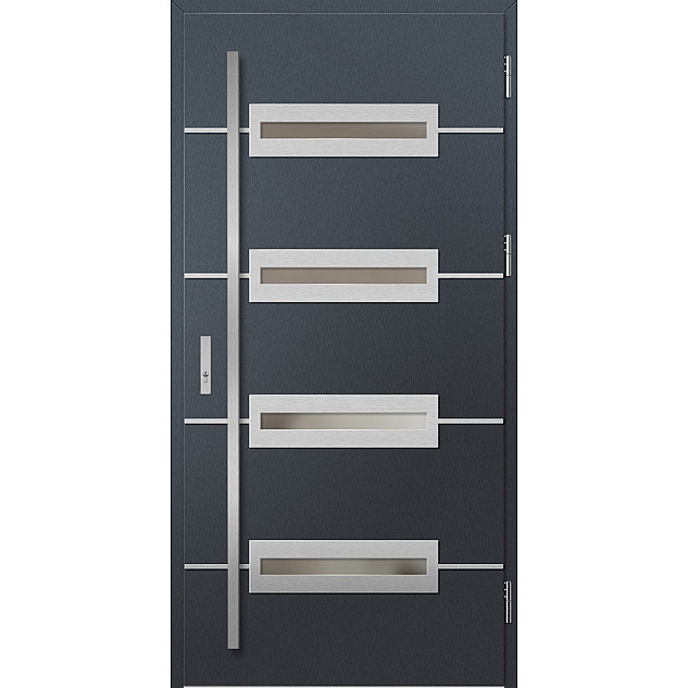 Ocelové vchodové dveře - KREBEN 6 - Antracit Struktura, Label Inox Ocelové vchodové dveře ERKADO - KREBEN 6 - Antracit Struktura, Label Inox