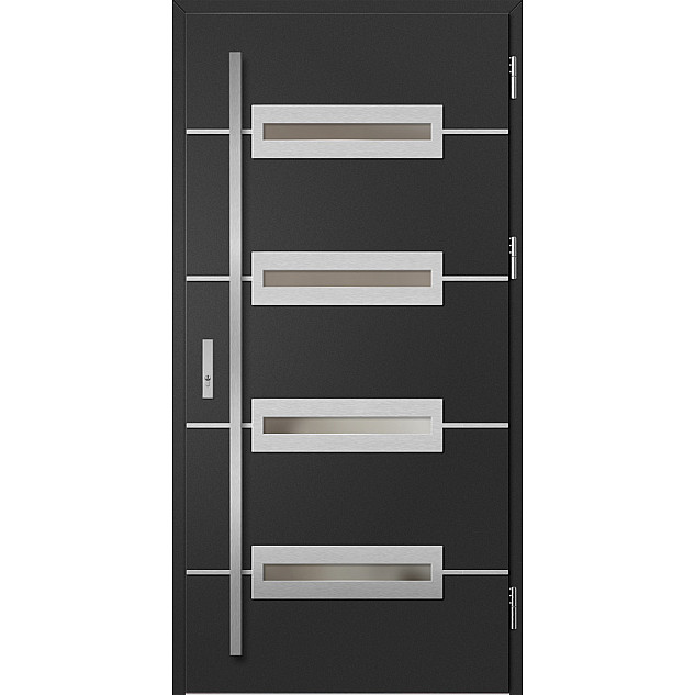 Ocelové vchodové dveře - KREBEN 6 - Černá, Label Inox Ocelové vchodové dveře ERKADO - KREBEN 6 - Černá, Label Inox