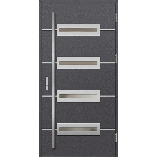 Ocelové vchodové dveře - KREBEN 6 - Hladký Antracit, Label Inox Ocelové vchodové dveře ERKADO - KREBEN 6 - Hladký Antracit, Label Inox
