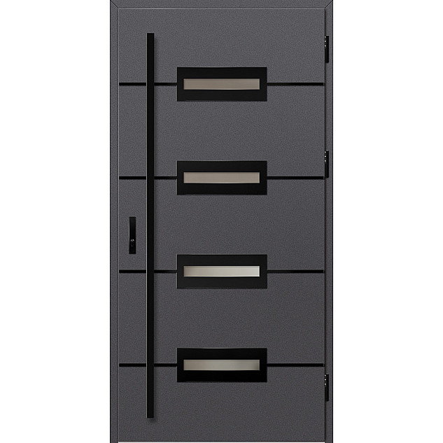 Ocelové vchodové dveře - KREBEN 7 - Hladký Antracit, Label Black Ocelové vchodové dveře ERKADO - KREBEN 7 - Hladký Antracit, Label Black