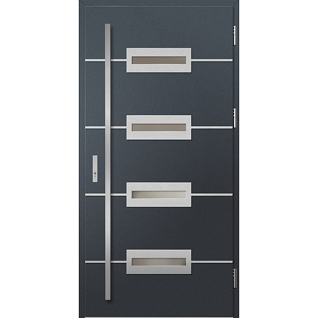 Ocelové vchodové dveře - KREBEN 7 - Antracit Struktura, Label Inox Ocelové vchodové dveře ERKADO - KREBEN 7 - Antracit Struktura, Label Inox