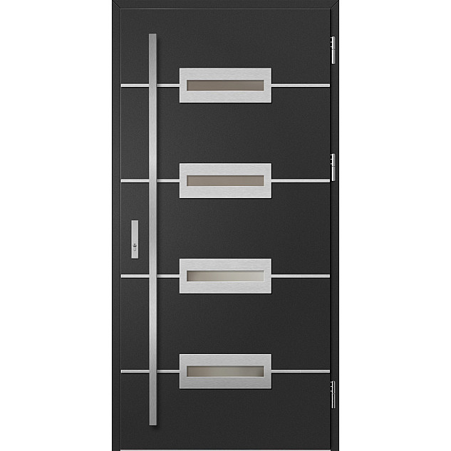 Ocelové vchodové dveře - KREBEN 7 - Černá, Label Inox Ocelové vchodové dveře ERKADO - KREBEN 7 - Černá, Label Inox