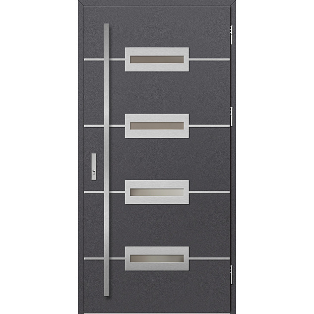 Ocelové vchodové dveře - KREBEN 7 - Hladký Antracit, Label Inox Ocelové vchodové dveře ERKADO - KREBEN 7 - Hladký Antracit, Label Inox