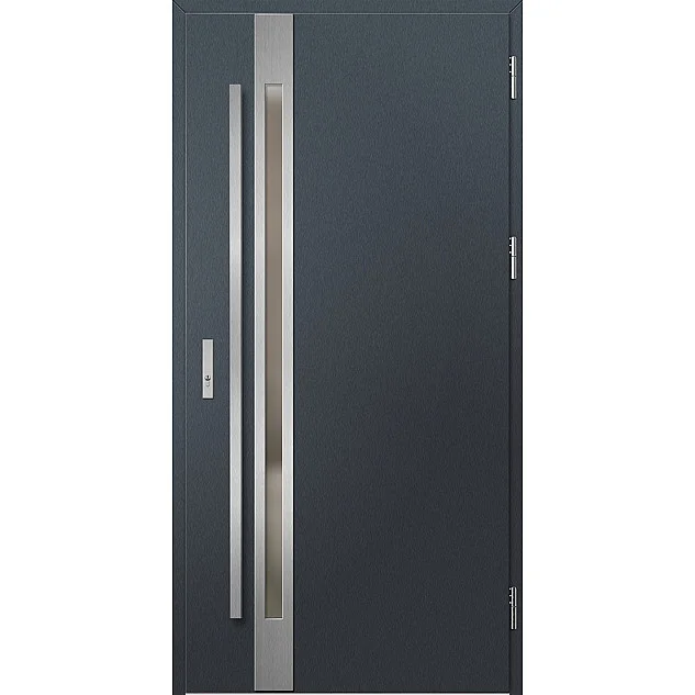 Ocelové vchodové dveře - LANGEN 1 - Antracit Struktura, Label Inox Ocelové vchodové dveře ERKADO - LANGEN 1 - Antracit Struktura, Label Inox