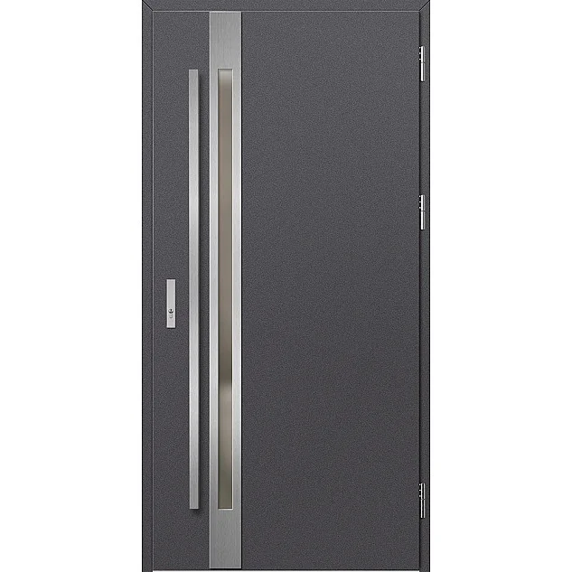 Ocelové vchodové dveře - LANGEN 1 - Hladký Antracit, Label Inox Ocelové vchodové dveře - LANGEN 1 - Hladký Antracit, Label Inox