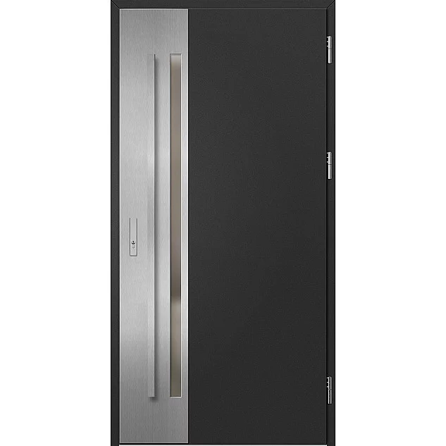 Ocelové vchodové dveře - LANGEN 2 - Černá, Label Inox Ocelové vchodové dveře ERKADO - LANGEN 2 - Černá, Label Inox
