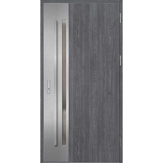 Ocelové vchodové dveře - LANGEN 2 - Dub Antracit, Label Inox Ocelové vchodové dveře ERKADO - LANGEN 2 - Dub Antracit, Label Inox