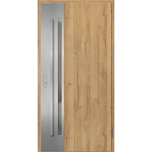 Ocelové vchodové dveře - LANGEN 2 - Dub Natur, Label Inox Ocelové vchodové dveře ERKADO - LANGEN 2 - Dub Natur, Label Inox
