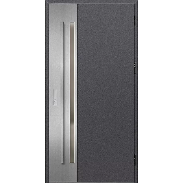 Ocelové vchodové dveře - LANGEN 2 - Hladký Antracit, Label Inox Ocelové vchodové dveře - LANGEN 2 - Hladký Antracit, Label Inox