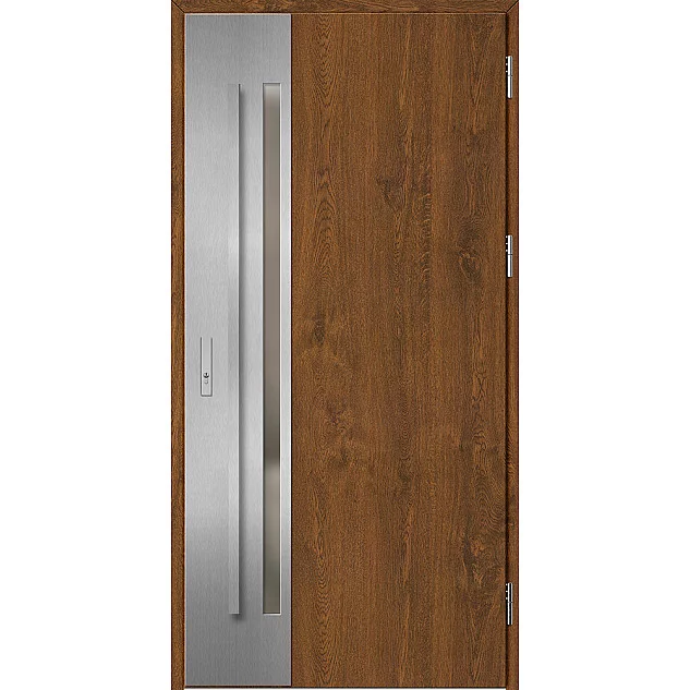 Ocelové vchodové dveře - LANGEN 2 - Ořech, Label Inox Ocelové vchodové dveře ERKADO - LANGEN 2 - Ořech, Label Inox