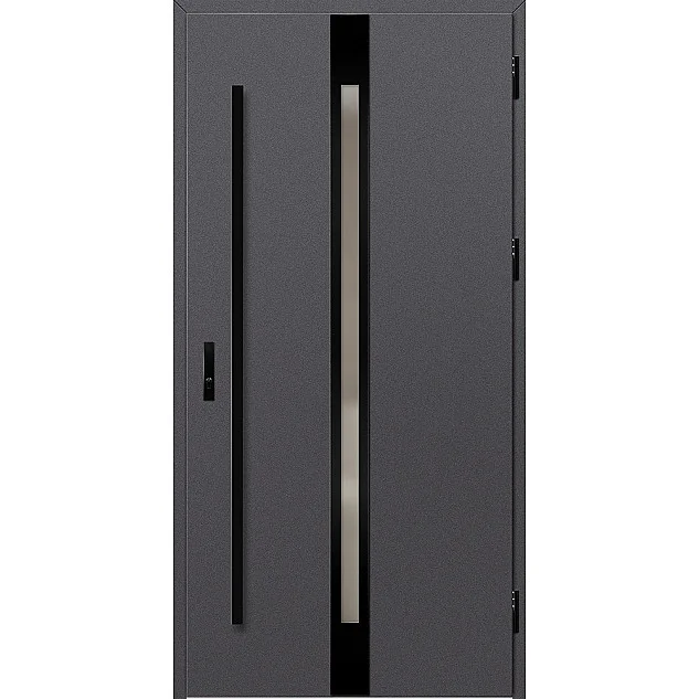 Ocelové vchodové dveře - LANGEN 4 - Hladký Antracit, Label Black Ocelové vchodové dveře - LANGEN 4 - Hladký Antracit, Label Black