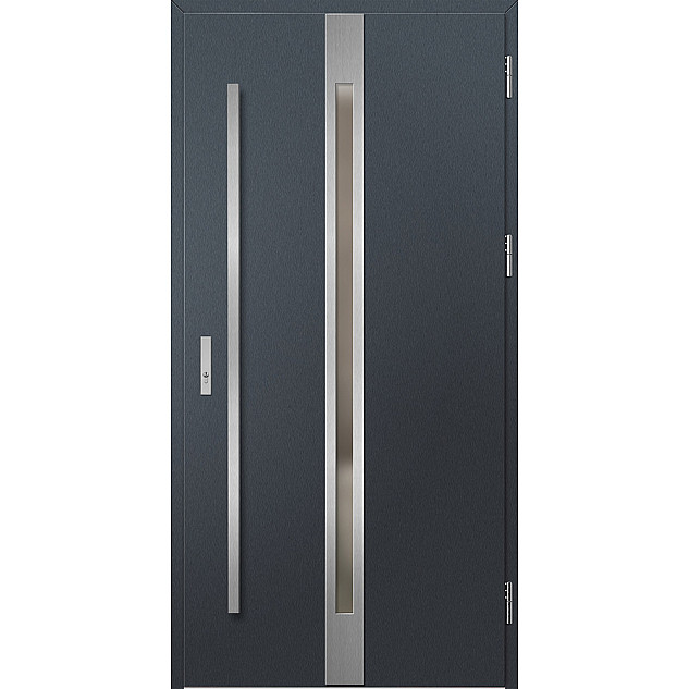 Ocelové vchodové dveře ERKADO - LANGEN 4 - Antracit Struktura, Label Inox
