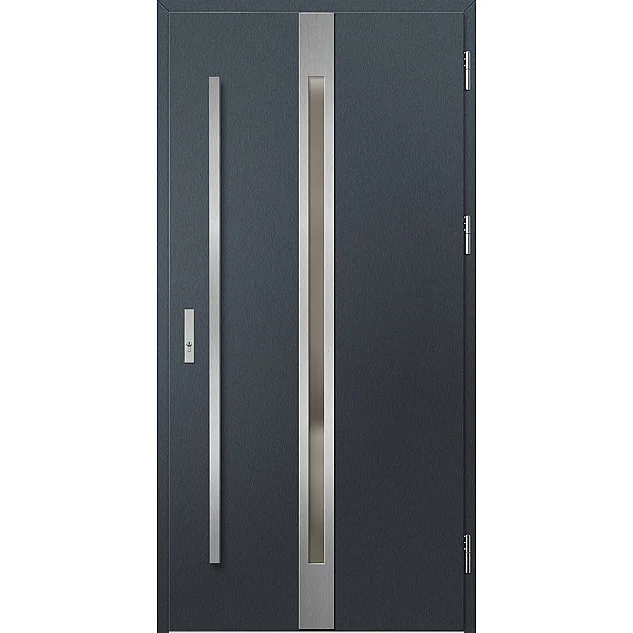 Ocelové vchodové dveře - LANGEN 4 - Antracit Struktura, Label Inox Ocelové vchodové dveře ERKADO - LANGEN 4 - Antracit Struktura, Label Inox