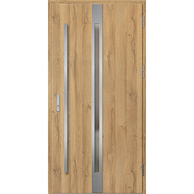 Ocelové vchodové dveře ERKADO - LANGEN 4 - Dub Natur, Label Inox