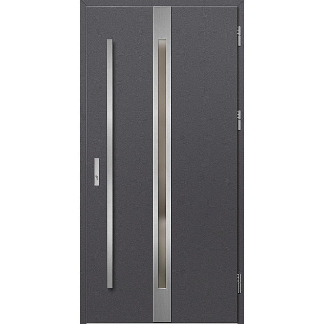 Ocelové vchodové dveře - LANGEN 4 - Hladký Antracit, Label Inox
