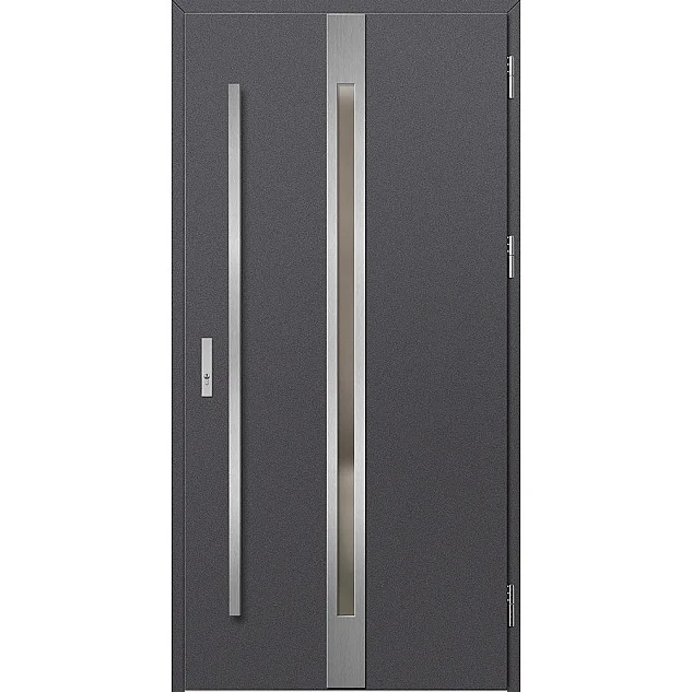 Ocelové vchodové dveře - LANGEN 4 - Hladký Antracit, Label Inox Ocelové vchodové dveře - LANGEN 4 - Hladký Antracit, Label Inox