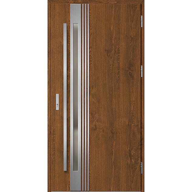 Ocelové vchodové dveře - LANGEN 5 - Ořech, Label Inox Ocelové vchodové dveře ERKADO - LANGEN 5 - Ořech, Label Inox