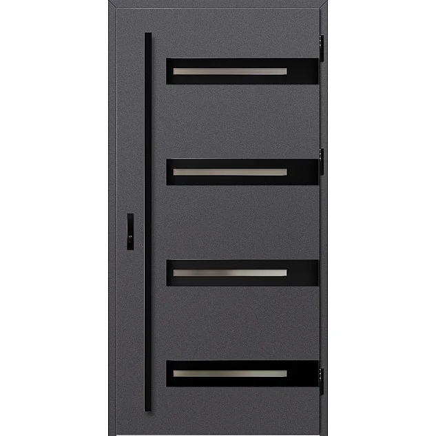 Ocelové vchodové dveře - LEOBEN 2 - Hladký Antracit, Label Black Ocelové vchodové dveře ERKADO - LEOBEN 2 - Hladký Antracit, Label Black