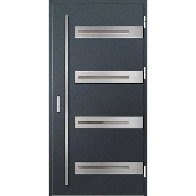 Ocelové vchodové dveře - LEOBEN 2 - Antracit Struktura, Label Inox Ocelové vchodové dveře ERKADO - LEOBEN 2 - Antracit Struktura, Label Inox