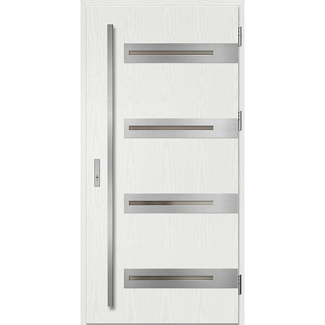 Ocelové vchodové dveře ERKADO - LEOBEN 2 - Borovice Bílá, Label Inox