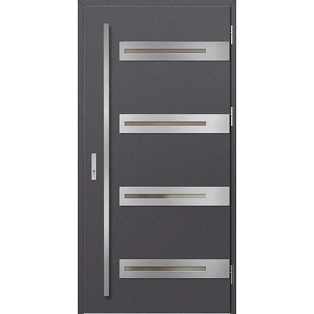 Ocelové vchodové dveře - LEOBEN 2 - Hladký Antracit, Label Inox Ocelové vchodové dveře ERKADO - LEOBEN 2 - Hladký Antracit, Label Inox