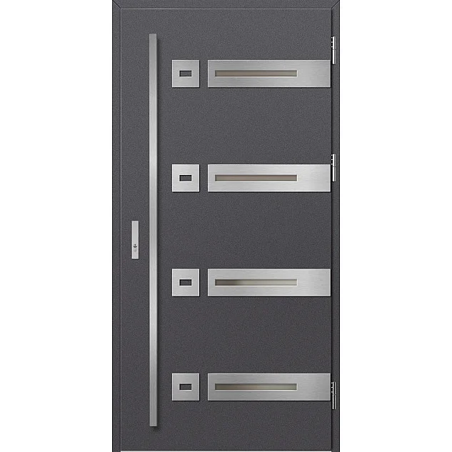 Ocelové vchodové dveře - LEOBEN 3 - Hladký Antracit, Label Inox Ocelové vchodové dveře ERKADO - LEOBEN 3 - Hladký Antracit, Label Inox