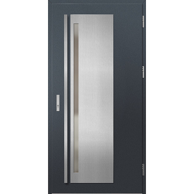 Ocelové vchodové dveře - LINDEN 1 - Antracit Struktura, Label Inox Ocelové vchodové dveře ERKADO - LINDEN 1 - Antracit Struktura, Label Inox