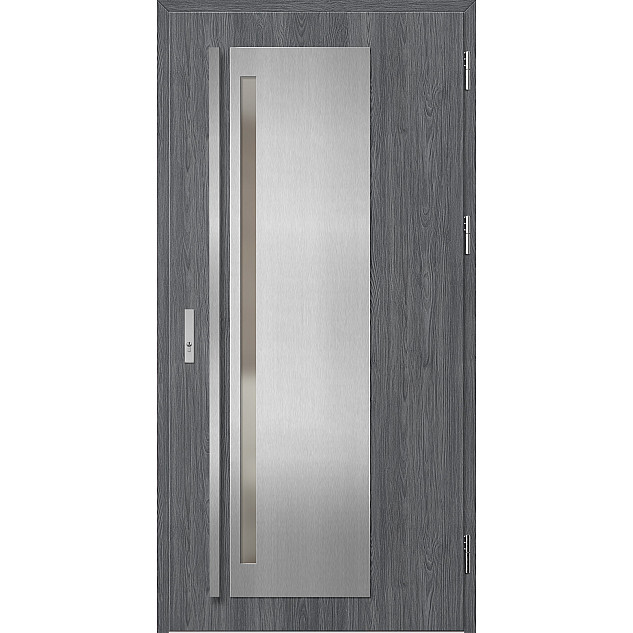 Ocelové vchodové dveře - LINDEN 1 - Dub Antracit, Label Inox Ocelové vchodové dveře ERKADO - LINDEN 1 - Dub Antracit, Label Inox