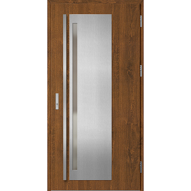 Ocelové vchodové dveře - LINDEN 1 - Ořech, Label Inox Ocelové vchodové dveře ERKADO - LINDEN 1 - Ořech, Label Inox