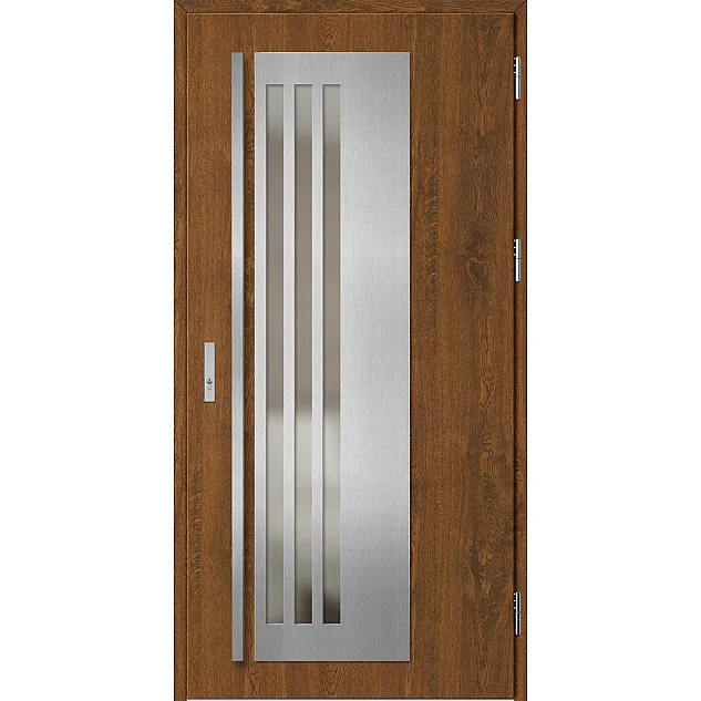 Ocelové vchodové dveře - LINDEN 3 - Ořech, Label Inox Ocelové vchodové dveře ERKADO - LINDEN 3 - Ořech, Label Inox