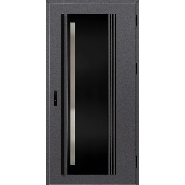 Ocelové vchodové dveře - LINDEN 4 - Hladký Antracit, Label Black Ocelové vchodové dveře ERKADO - LINDEN 4 - Hladký Antracit, Label Black