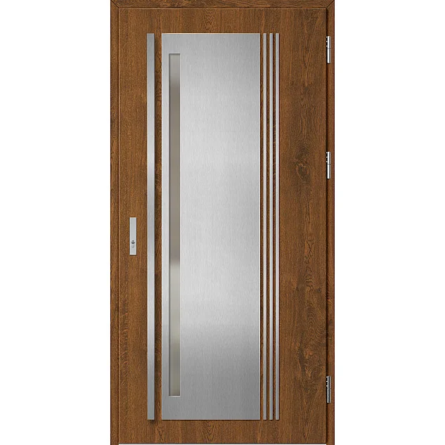 Ocelové vchodové dveře - LINDEN 4 - Ořech, Label Inox Ocelové vchodové dveře ERKADO - LINDEN 4 - Ořech, Label Inox